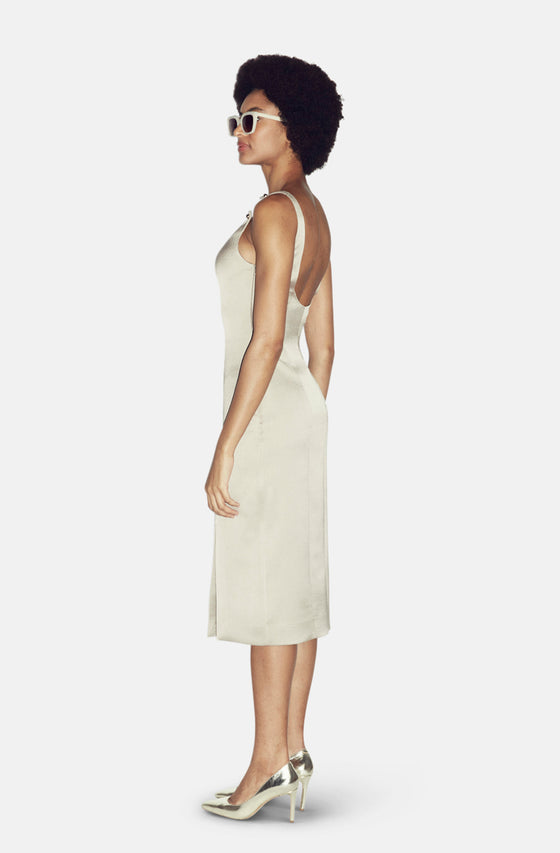 RISA TAUPE MIDI DRESS