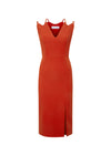 GENEVIEVE RED MIDI DRESS